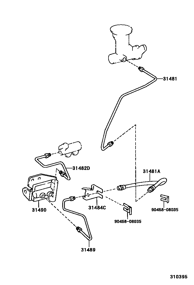 Toyota HILUX 离合器踏板和挠性软管 EPC diagram — 310395