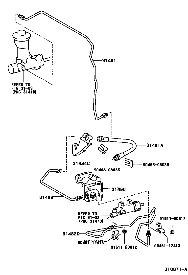 Toyota HILUX 离合器踏板和挠性软管 EPC diagram — 310871A