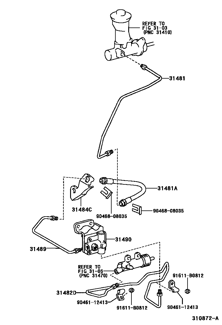 Toyota HILUX 离合器踏板和挠性软管 EPC diagram — 310872A