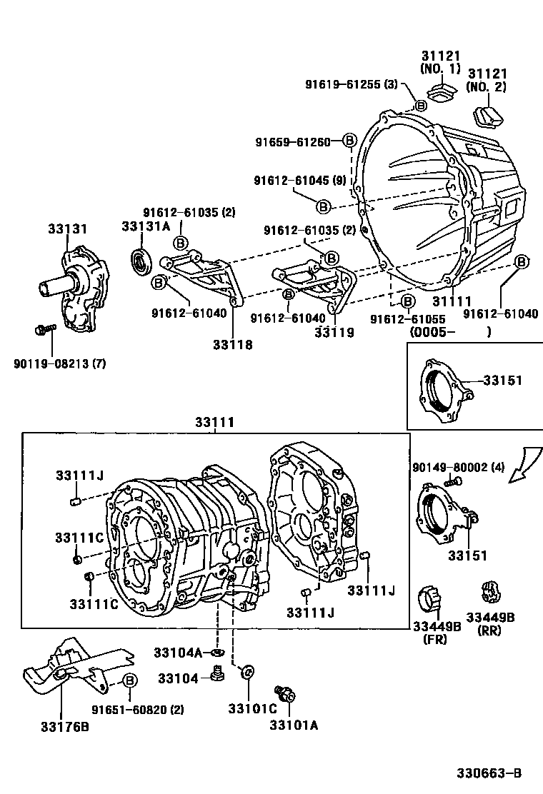 Toyota HILUX 离合器壳和变速器壳(MTM) EPC diagram — 330663B