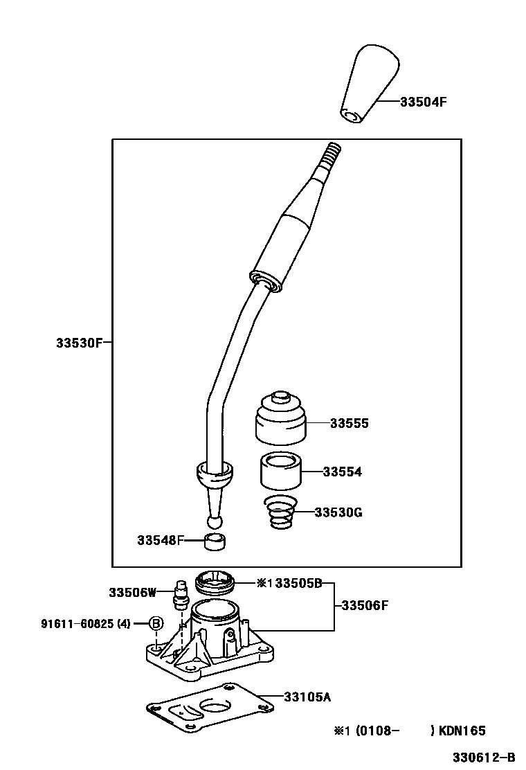 Toyota HILUX Shift Lever & Retainer EPC diagram — 330612B