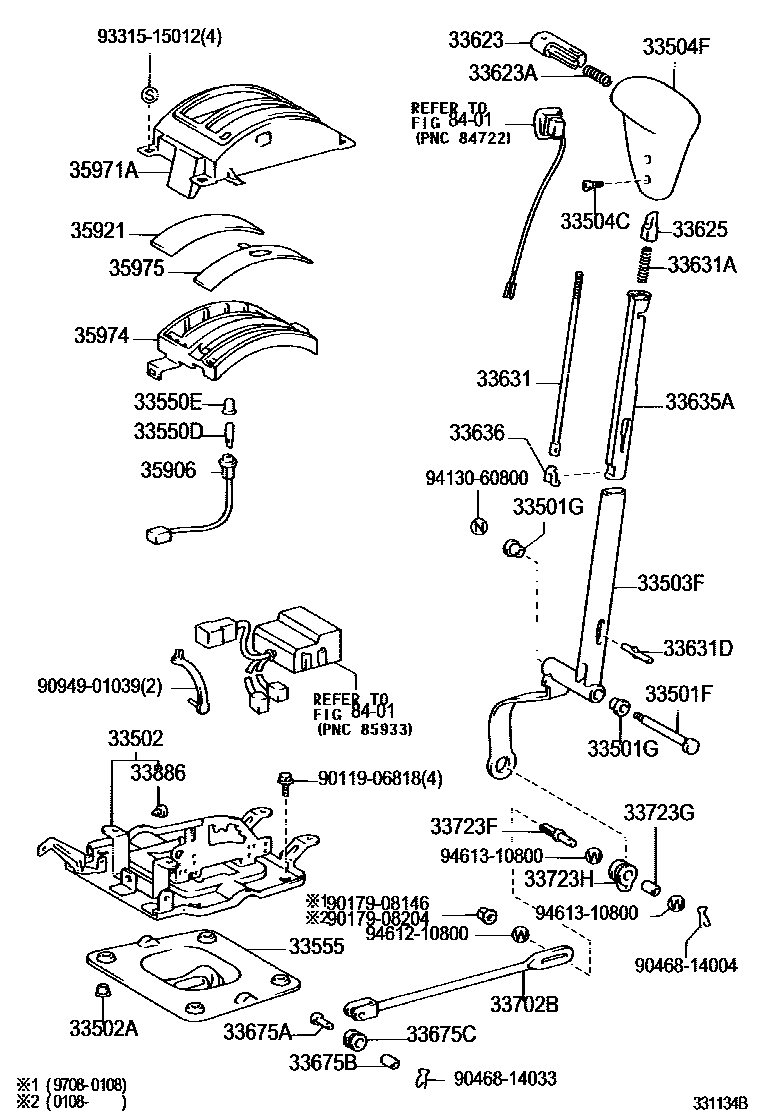 Toyota HILUX Shift Lever & Retainer EPC diagram — 331134B