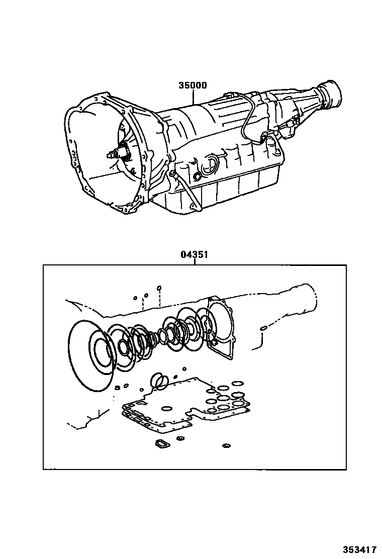 Toyota HILUX 传动桥或变速器总成和衬垫组件(ATM) EPC diagram — 353417