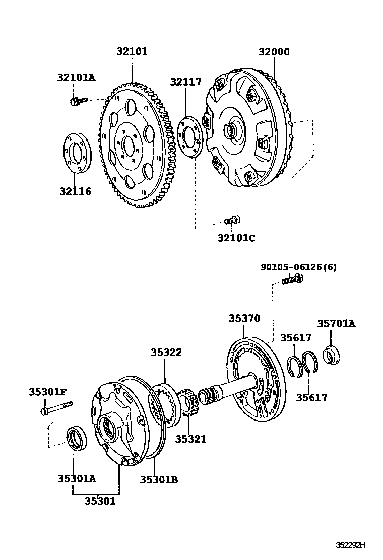 Toyota HILUX 变矩器、前油泵和链条(ATM) EPC diagram — 352292H