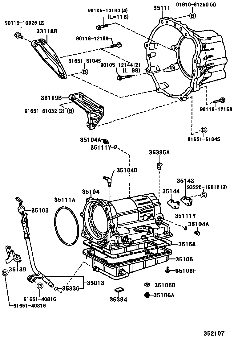 Toyota HILUX 变速器壳和油底壳(ATM) EPC diagram — 352107