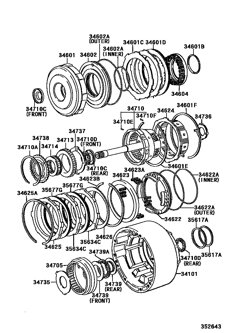 Toyota HILUX 超速档齿轮(ATM) EPC diagram — 352643