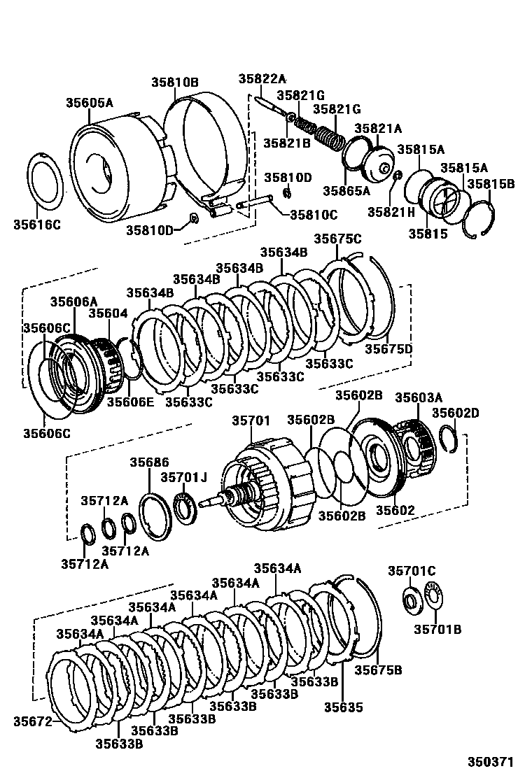 Toyota HILUX 制动带和多片式离合器(ATM) EPC diagram — 350371