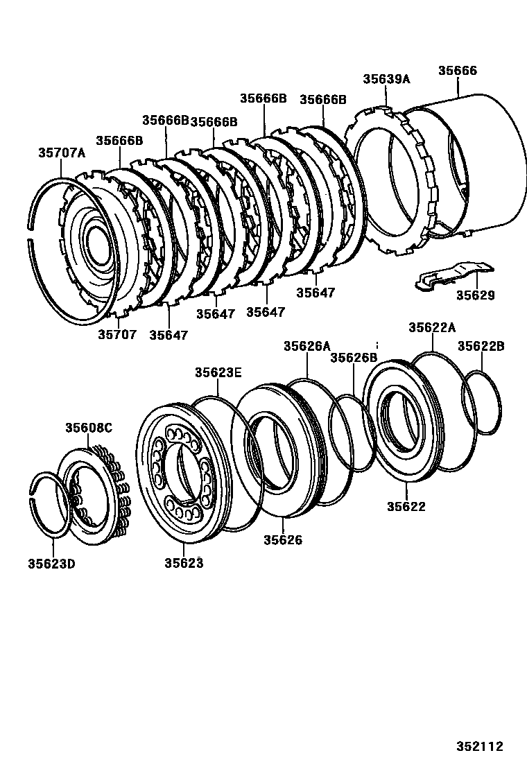 Toyota HILUX 3号制动器、一档和倒档制动器(ATM) EPC diagram — 352112