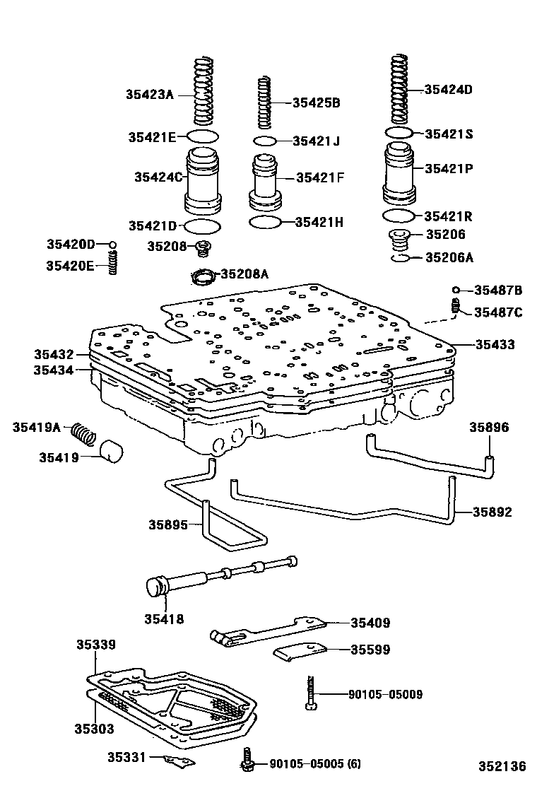 Toyota HILUX 阀体和滤油网(ATM) EPC diagram — 352136
