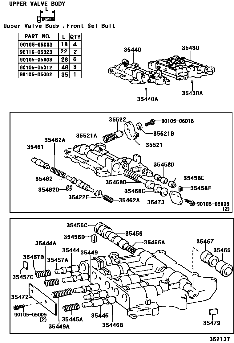 Toyota HILUX 阀体和滤油网(ATM) EPC diagram — 352137