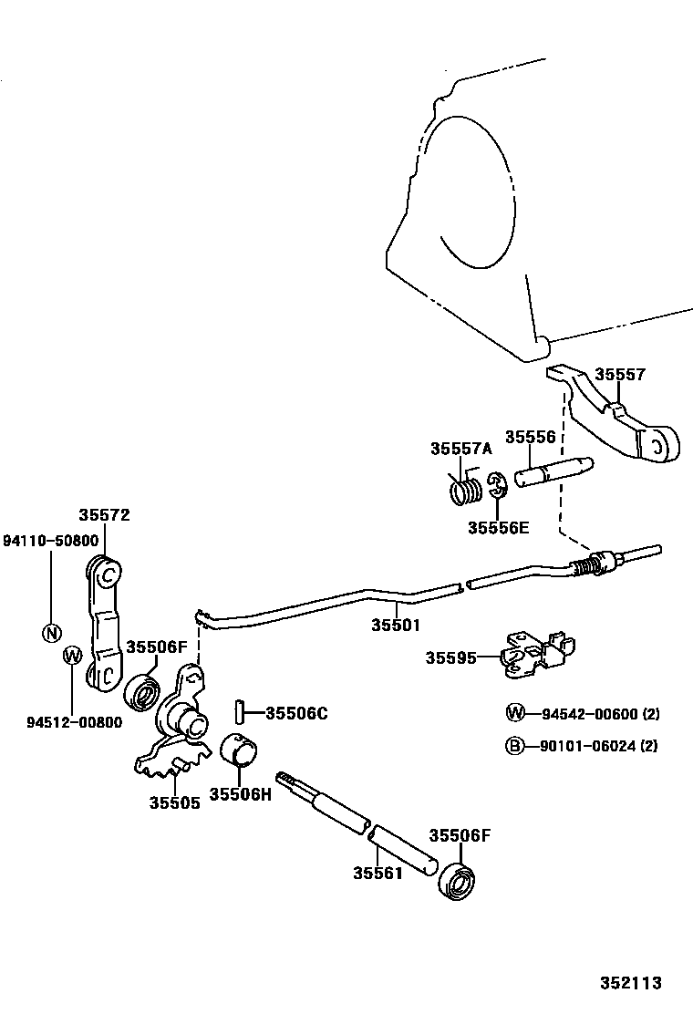 Toyota HILUX 节气阀连杆和阀杆(ATM) EPC diagram — 352113
