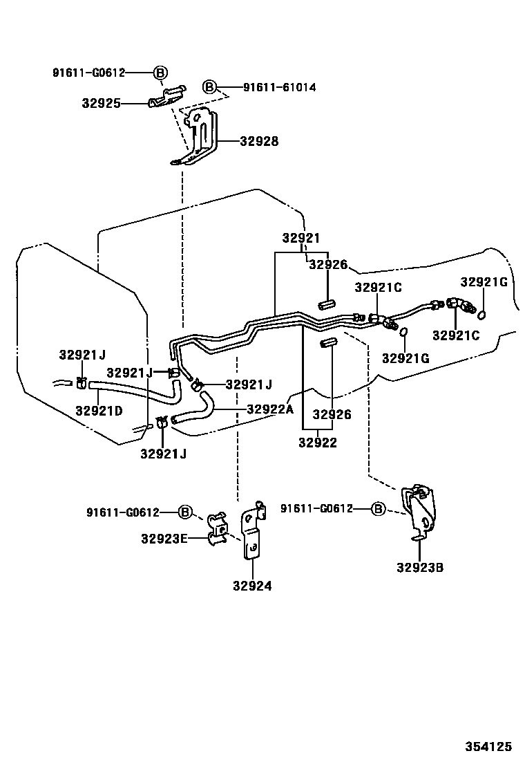 Toyota HILUX 变速器油冷却器和配管(ATM) EPC diagram — 354125
