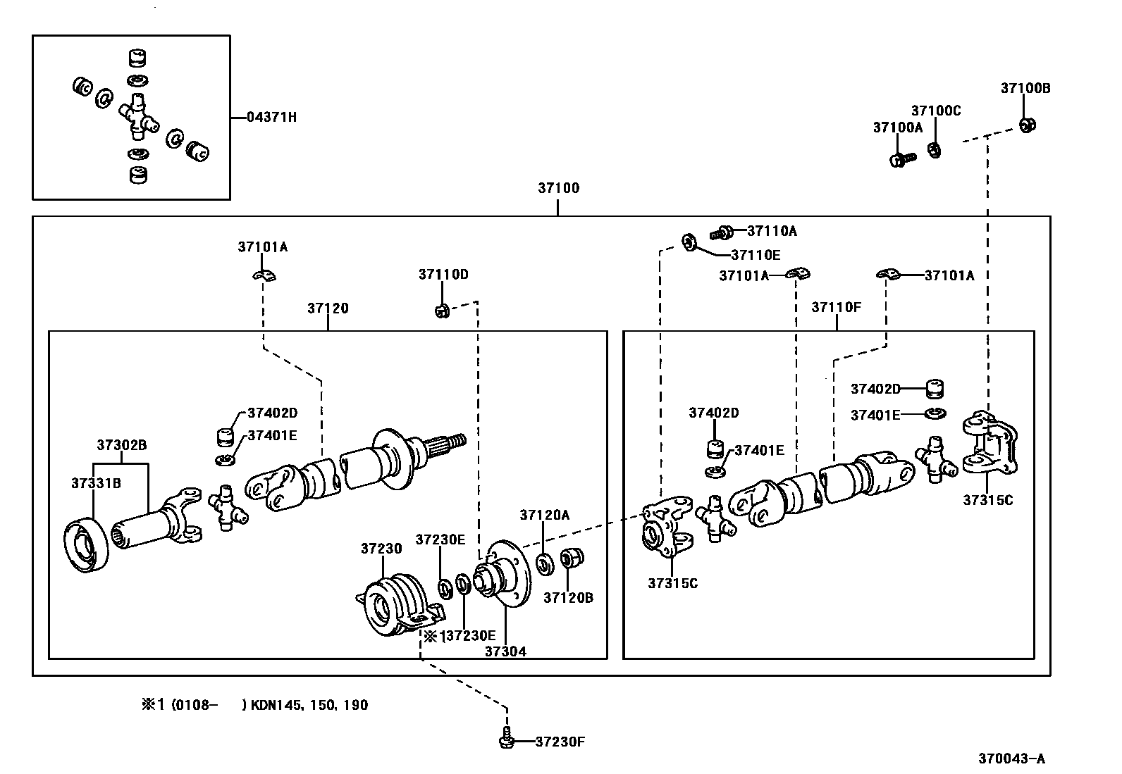 Toyota HILUX Propeller Shaft & Universal Joint EPC diagram — 370043A