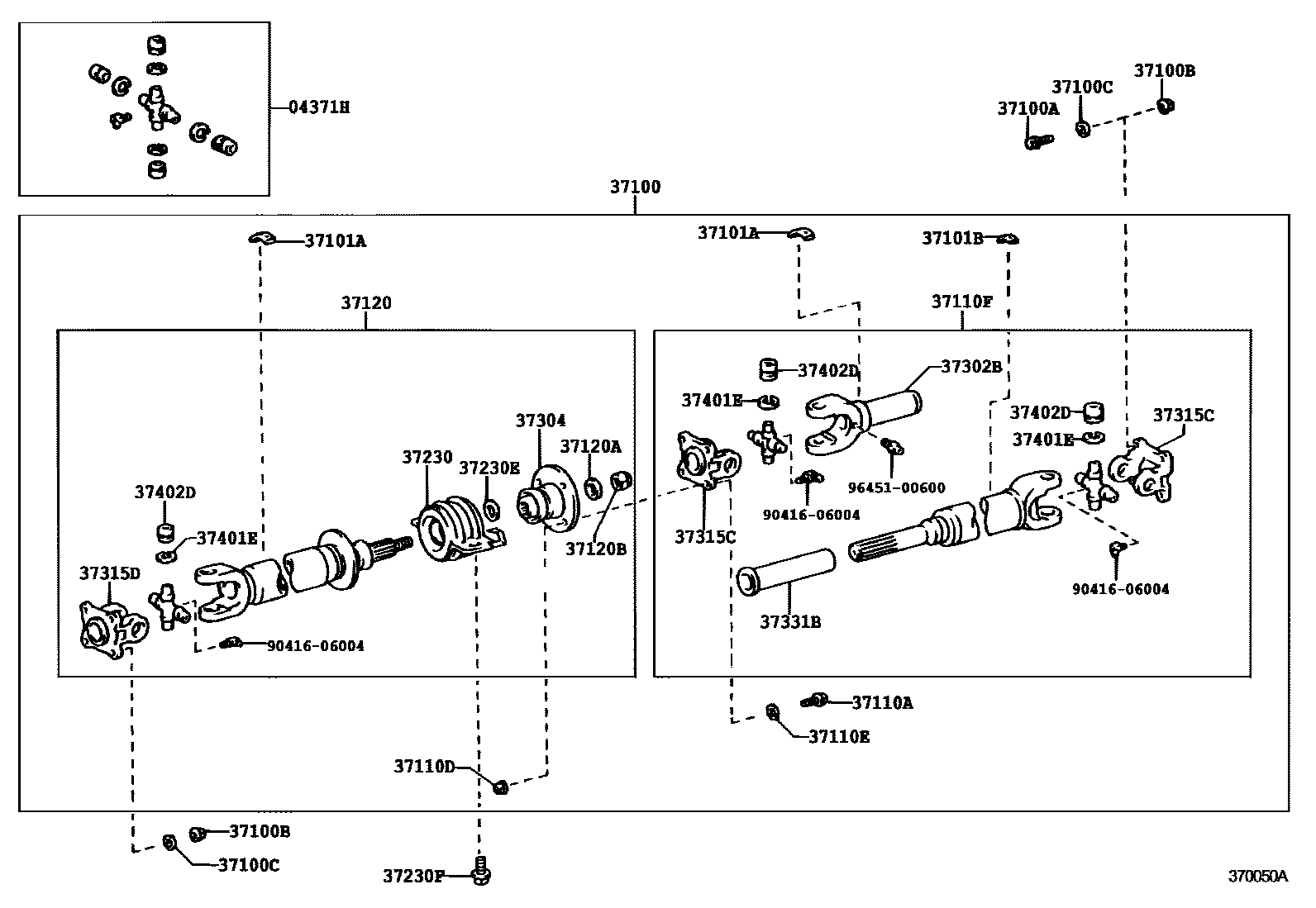 Toyota HILUX Propeller Shaft & Universal Joint EPC diagram — 370050A