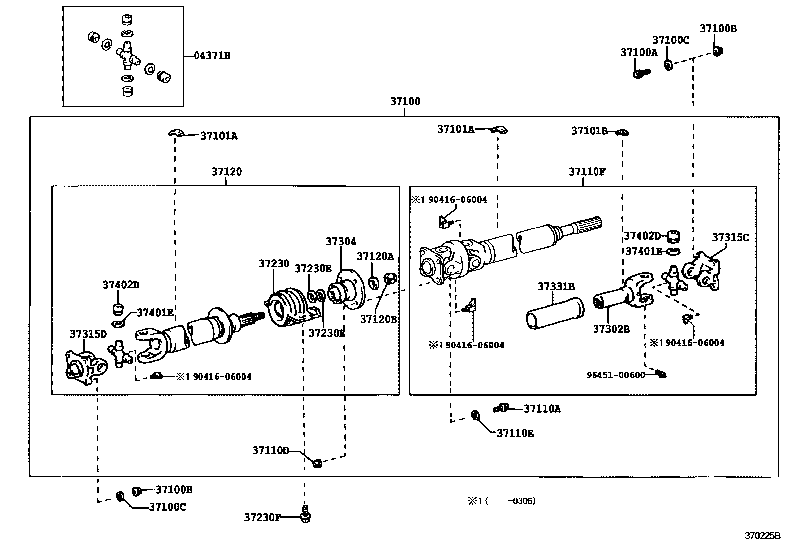 Toyota HILUX Propeller Shaft & Universal Joint EPC diagram — 370225B