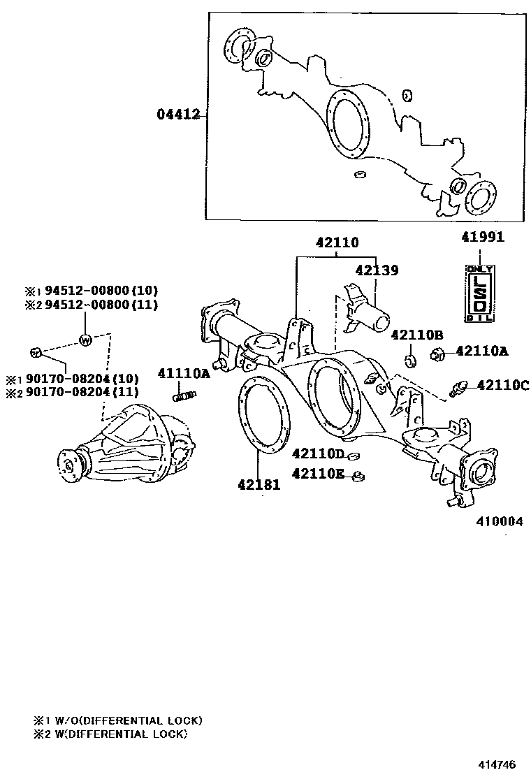 Toyota HILUX 后桥壳和差速器 EPC diagram — 414746