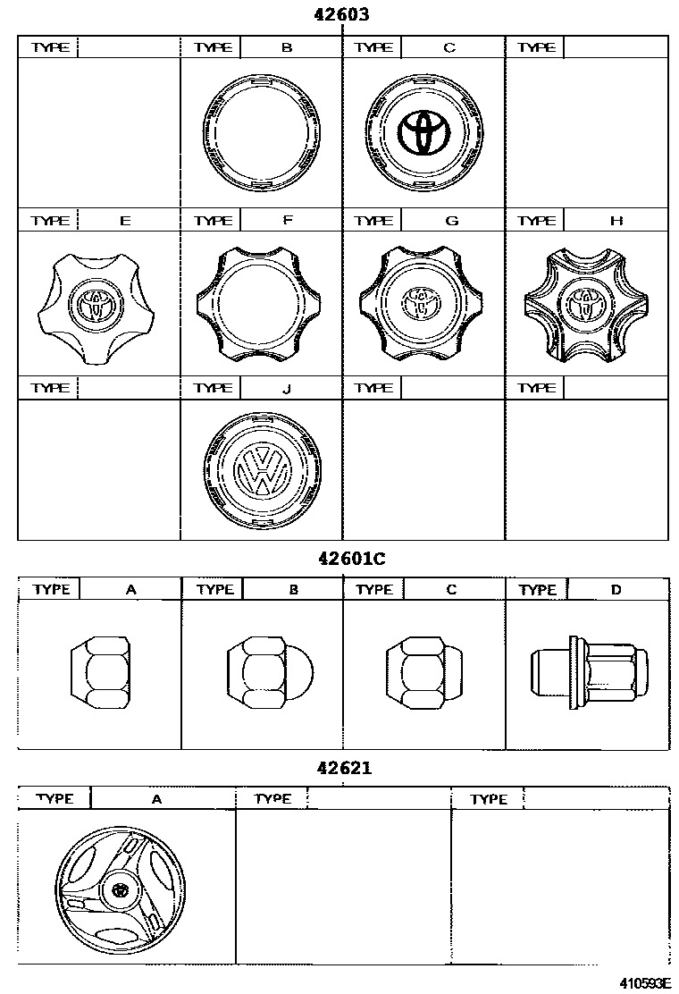 Toyota HILUX 车轮和车轮盖 EPC diagram — 410593E