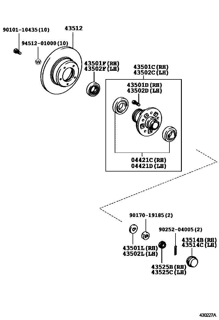 Toyota HILUX Front Axle Hub EPC diagram — 430227A