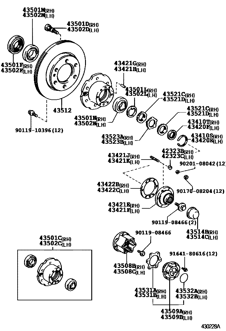 Toyota HILUX Front Axle Hub EPC diagram — 430228A