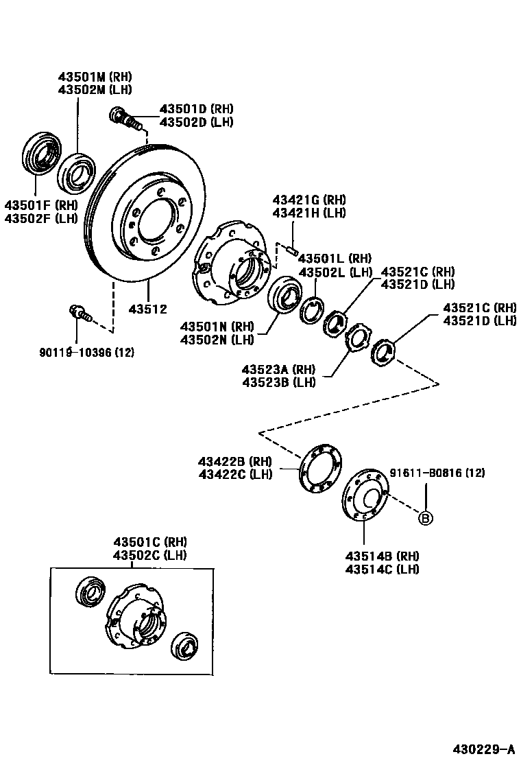 Toyota HILUX Front Axle Hub EPC diagram — 430229A