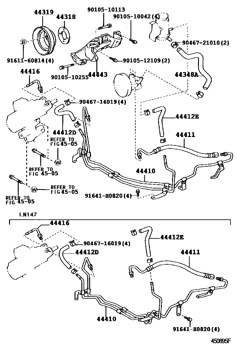 Toyota HILUX 动力转向配管 EPC diagram — 450895F