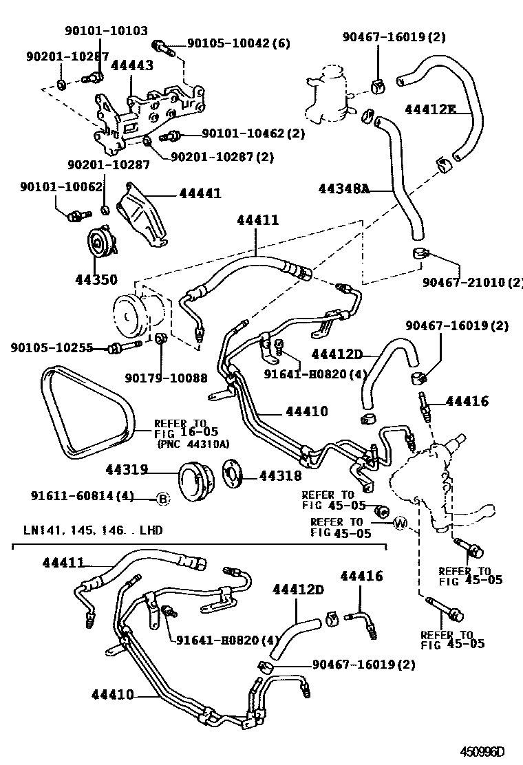 Toyota HILUX 动力转向配管 EPC diagram — 450996D