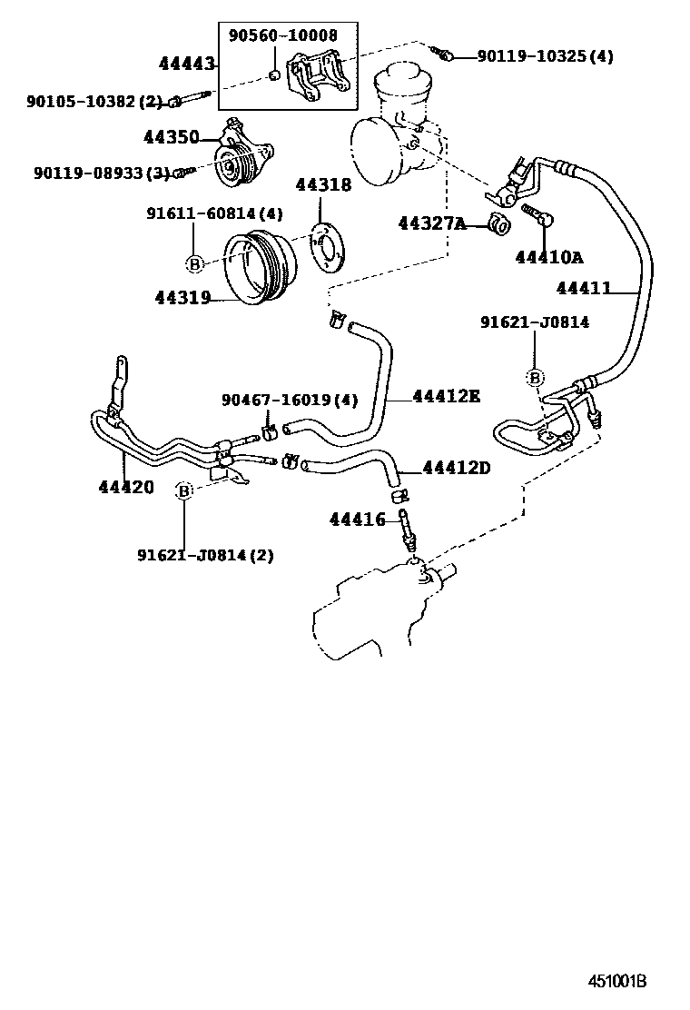 Toyota HILUX 动力转向配管 EPC diagram — 451001B