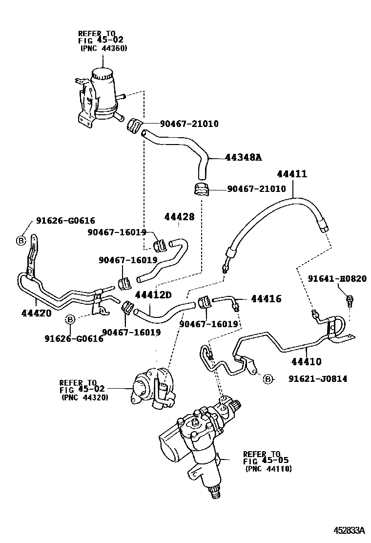 Toyota HILUX 动力转向配管 EPC diagram — 452833A