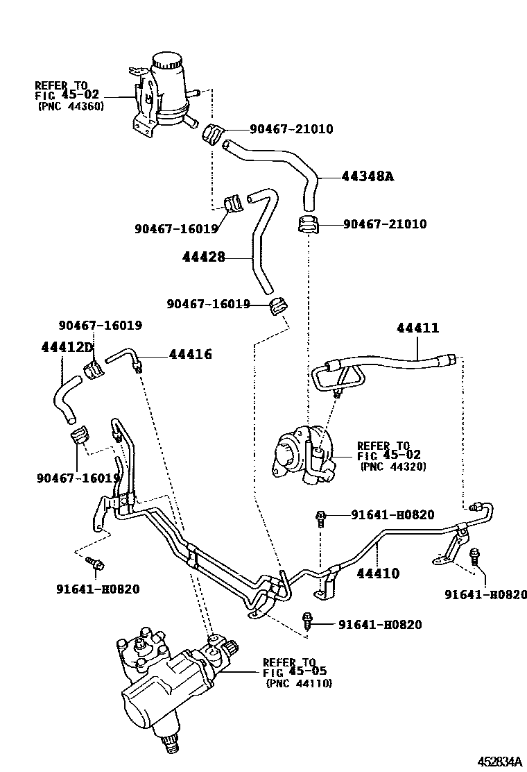Toyota HILUX 动力转向配管 EPC diagram — 452834A