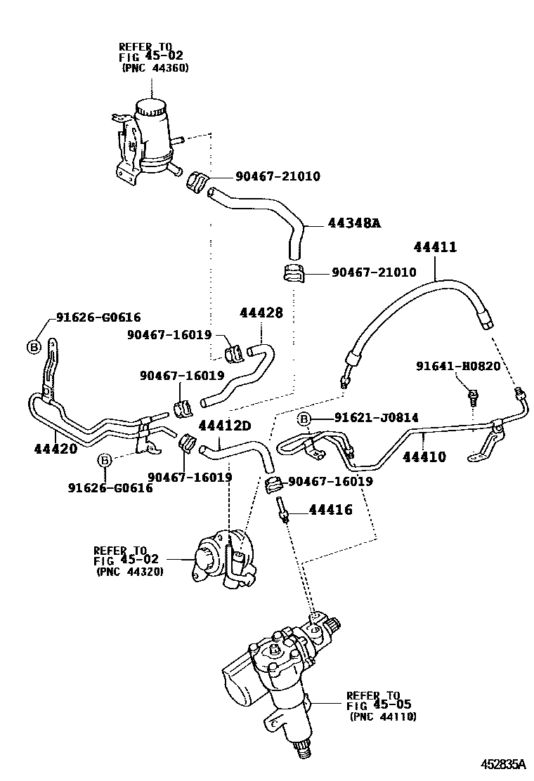 Toyota HILUX 动力转向配管 EPC diagram — 452835A