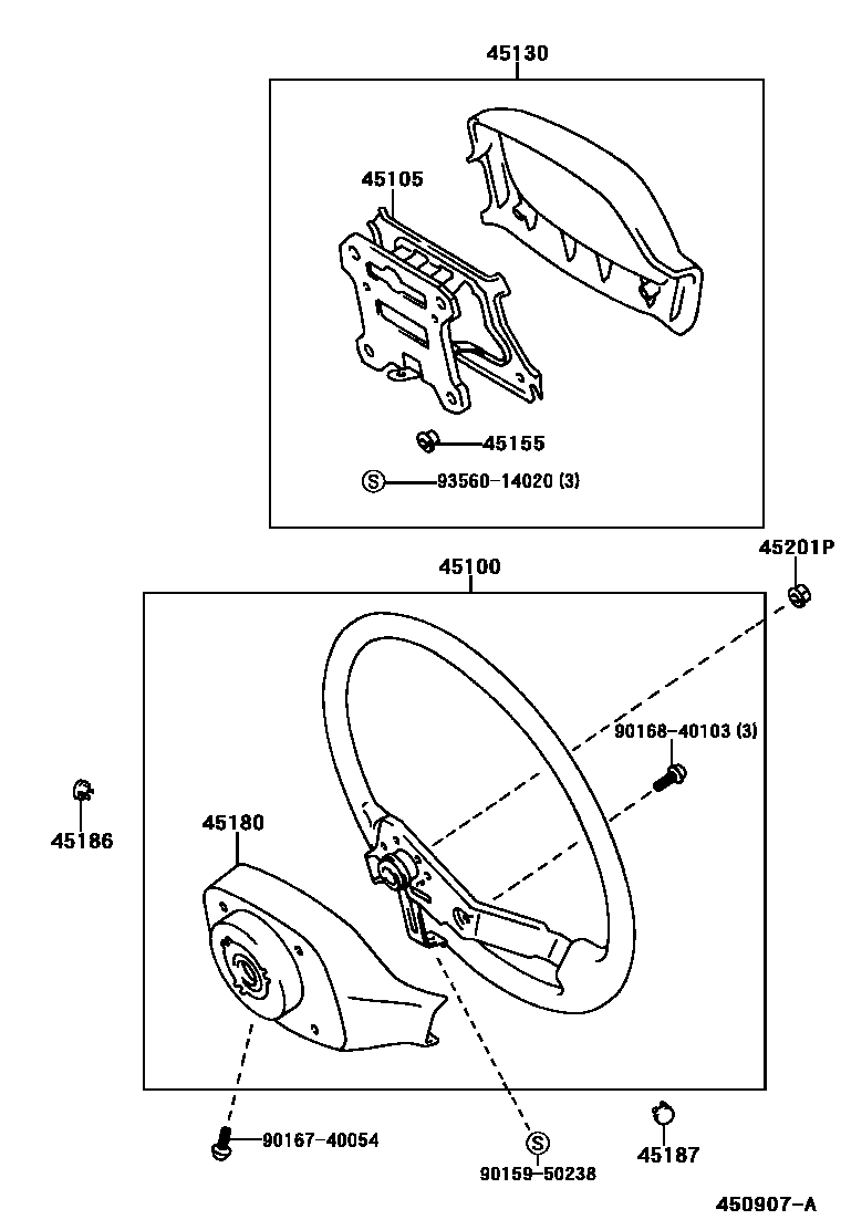 Toyota HILUX Steering Wheel EPC diagram — 450907B