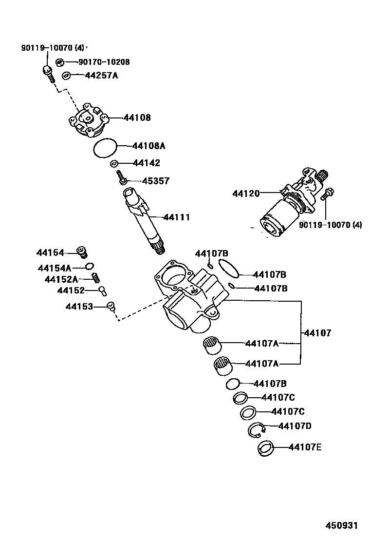 Toyota HILUX 前转向齿轮和连杆 EPC diagram — 450931