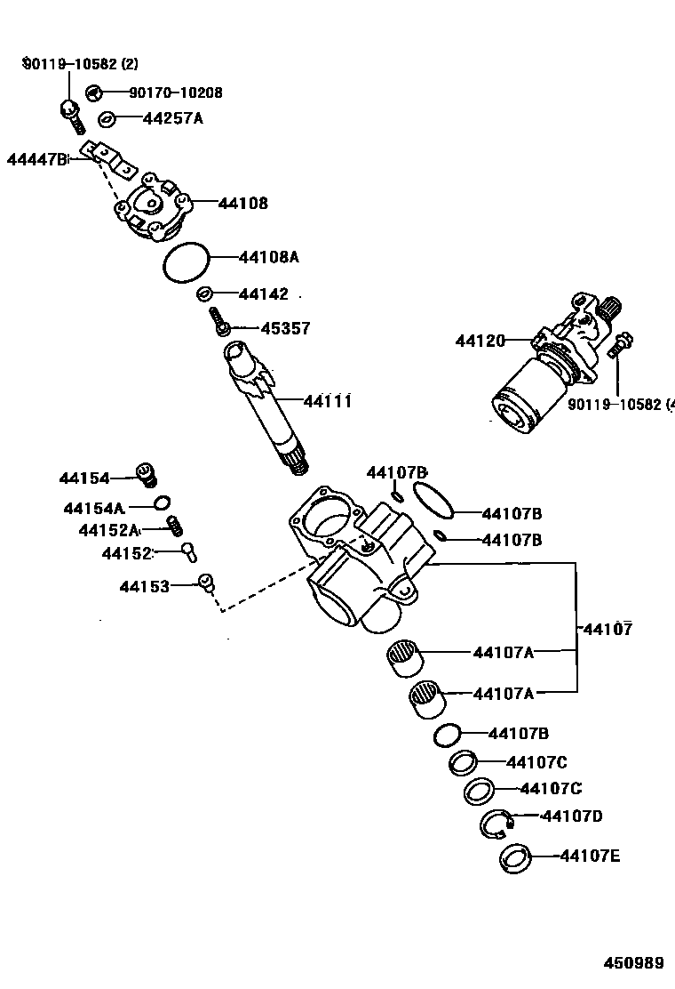 Toyota HILUX 前转向齿轮和连杆 EPC diagram — 450989