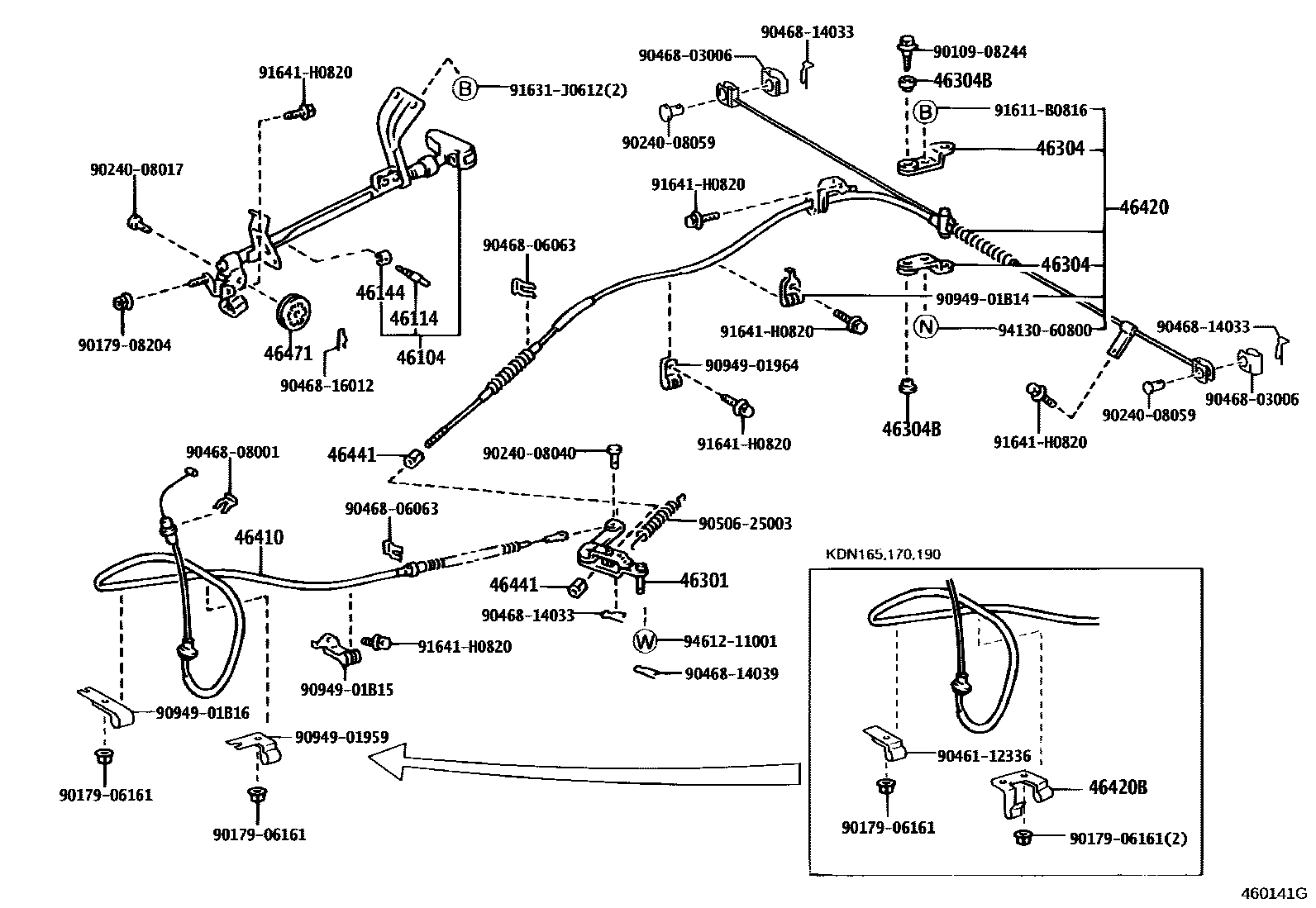 Toyota HILUX Parking Brake & Cable EPC diagram — 460141G