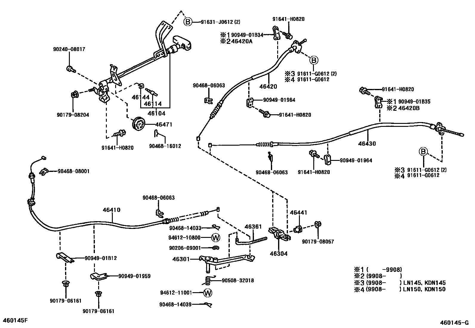 Toyota HILUX Parking Brake & Cable EPC diagram — 460145G