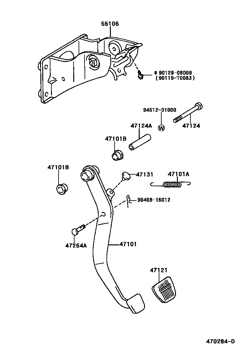 Toyota HILUX Brake Pedal & Bracket EPC diagram — 470284D