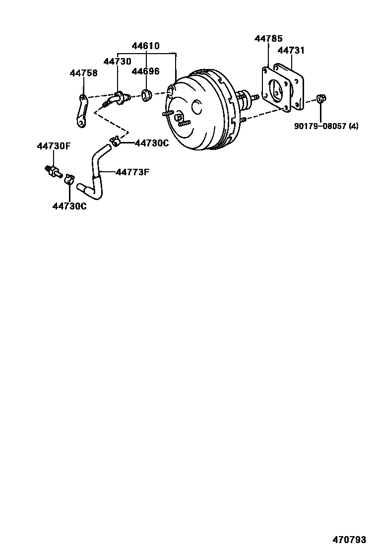 Toyota HILUX 制动助力器和真空管 EPC diagram — 470793