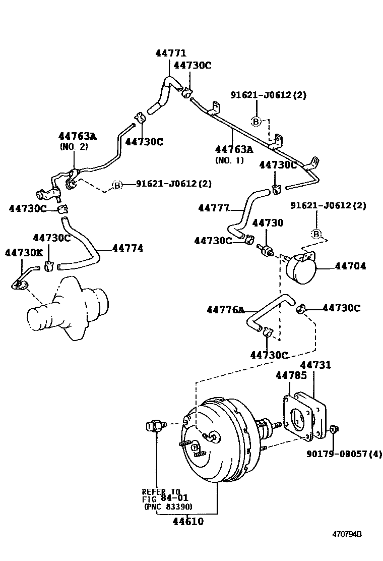 Toyota HILUX 制动助力器和真空管 EPC diagram — 470794B