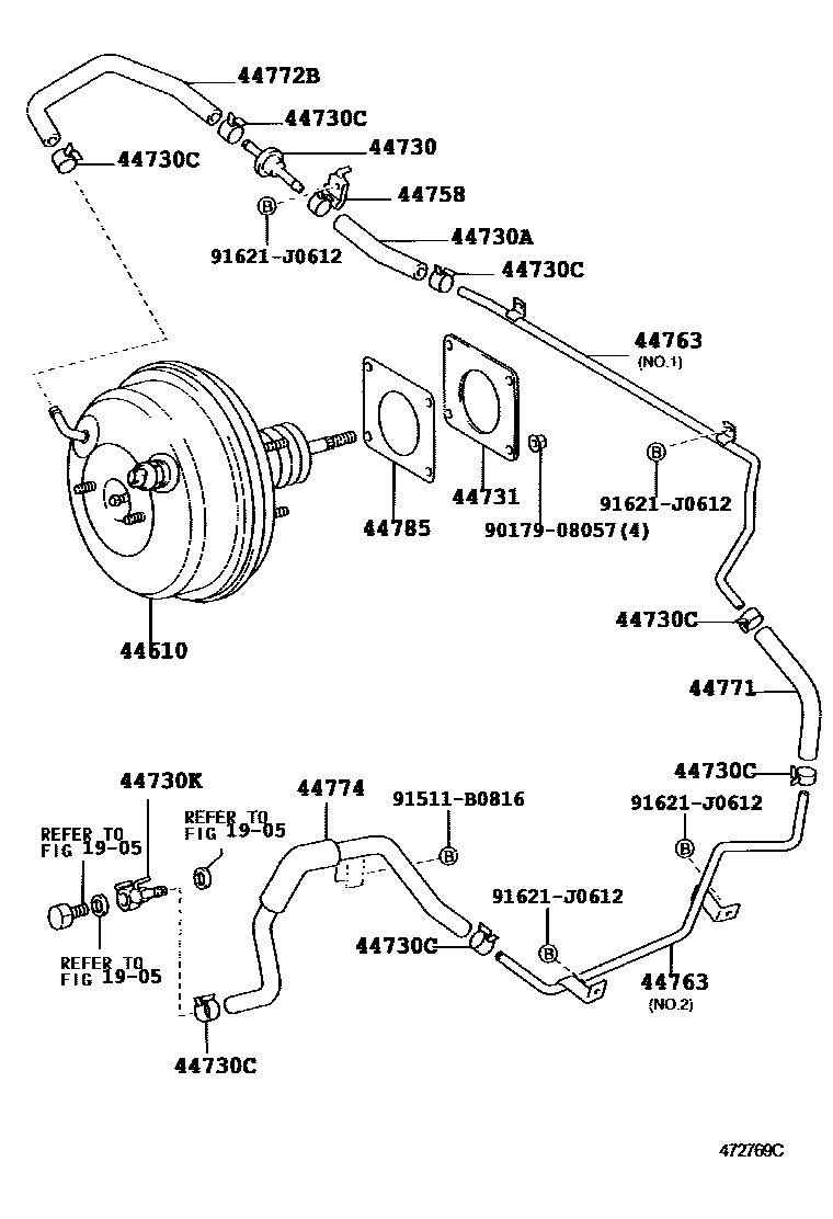 Toyota HILUX 制动助力器和真空管 EPC diagram — 472769C