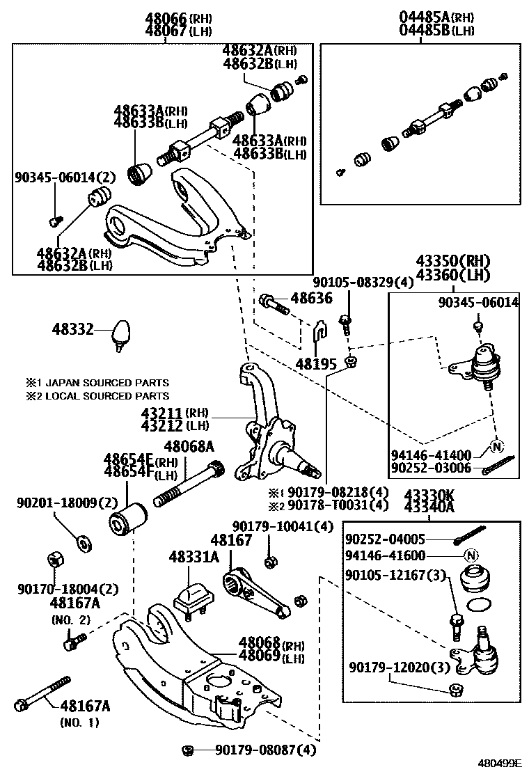 Toyota HILUX 前桥控制臂和转向节 EPC diagram — 480499E