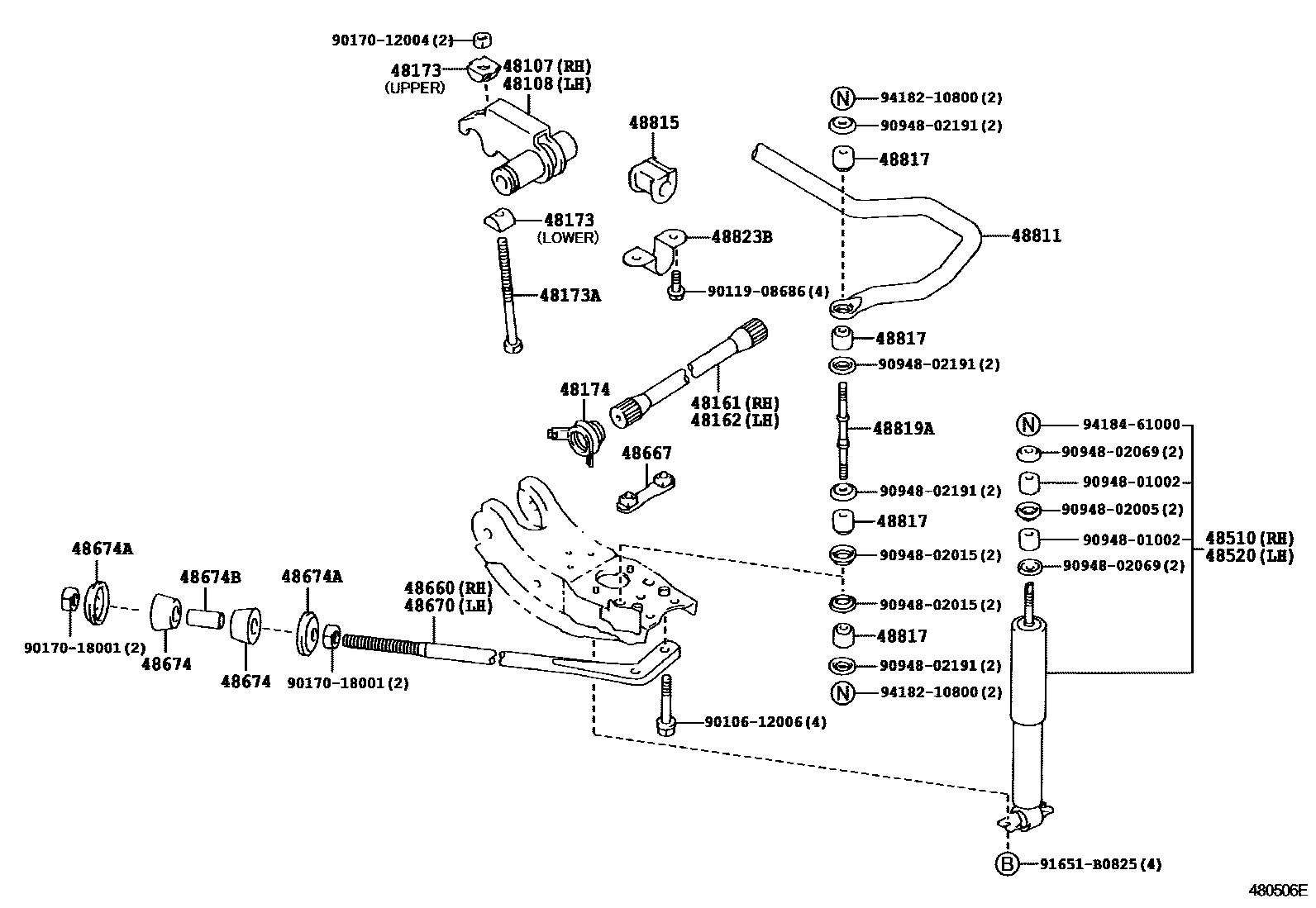 Toyota HILUX Front Spring & Shock Absorber EPC diagram — 480506E