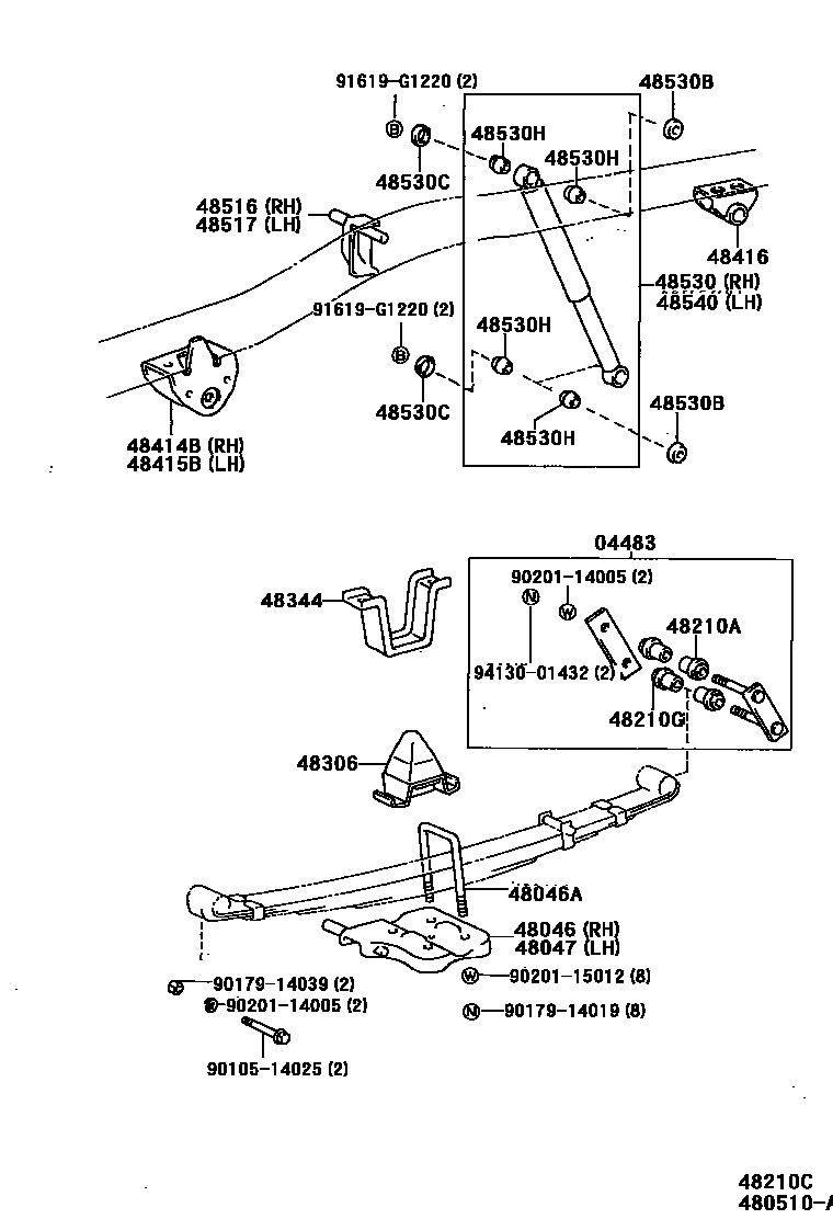 Toyota HILUX Rear Spring & Shock Absorber EPC diagram — 480510A