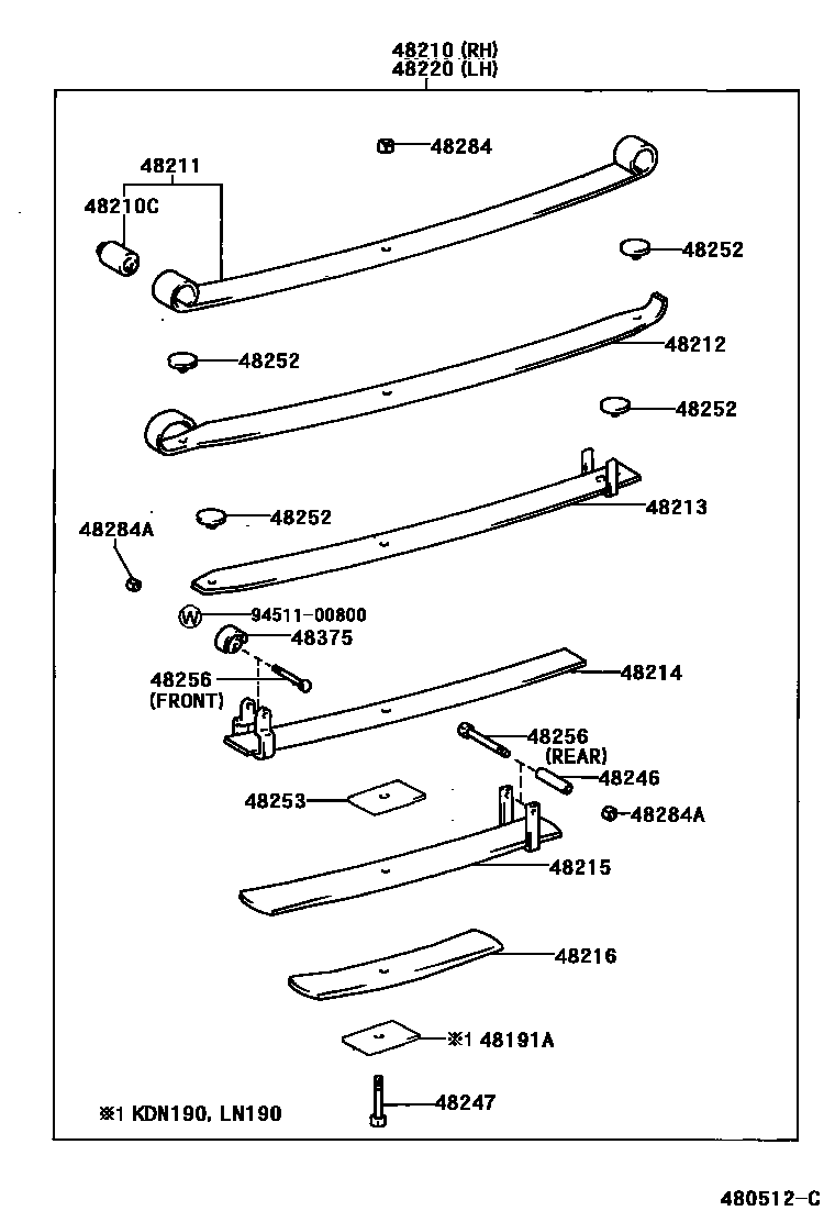 Toyota HILUX Rear Spring & Shock Absorber EPC diagram — 480512C