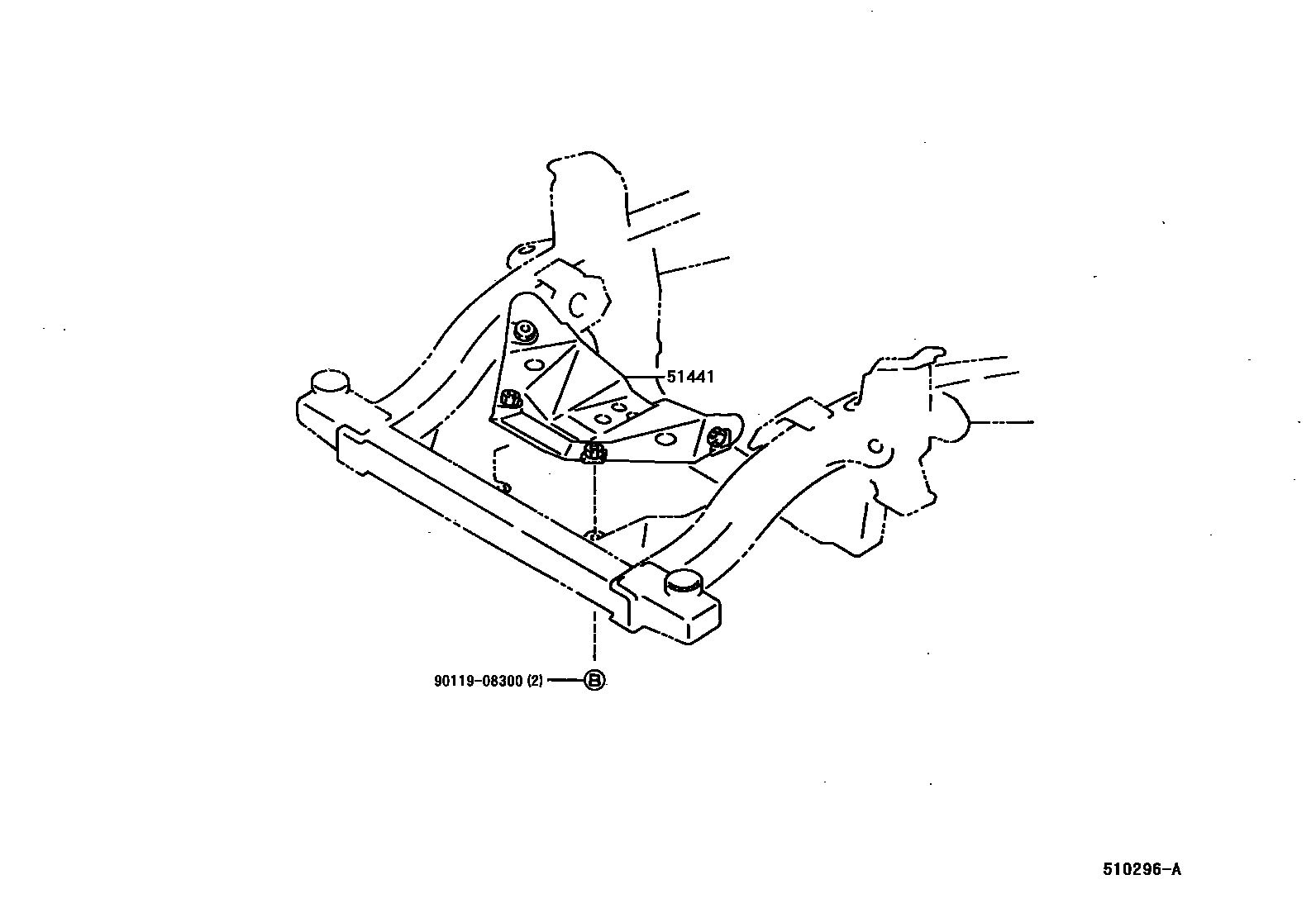 Toyota HILUX 悬架横梁和发动机底罩 EPC diagram — 510296A