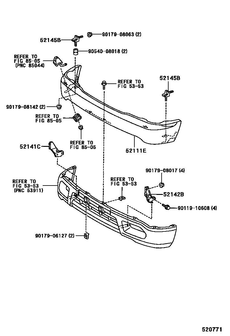 Toyota HILUX 前保险杠及附件 EPC diagram — 520771