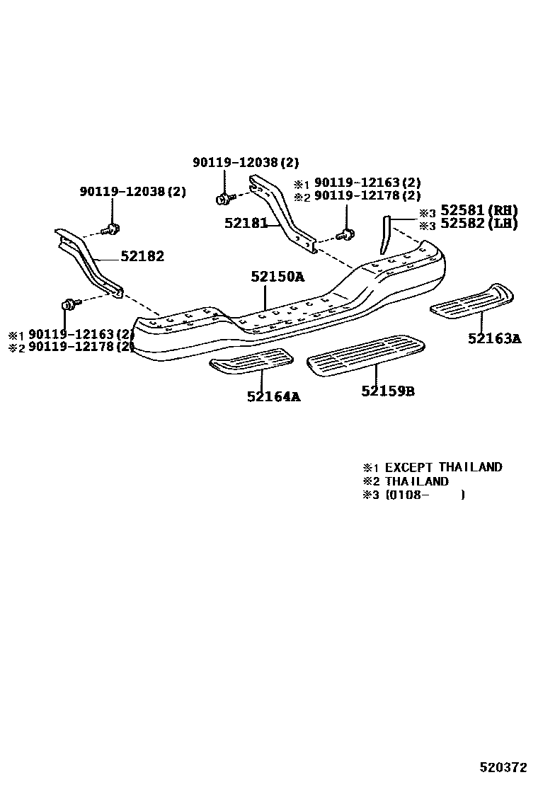 Toyota HILUX 后保险杠及附件 EPC diagram — 520372C