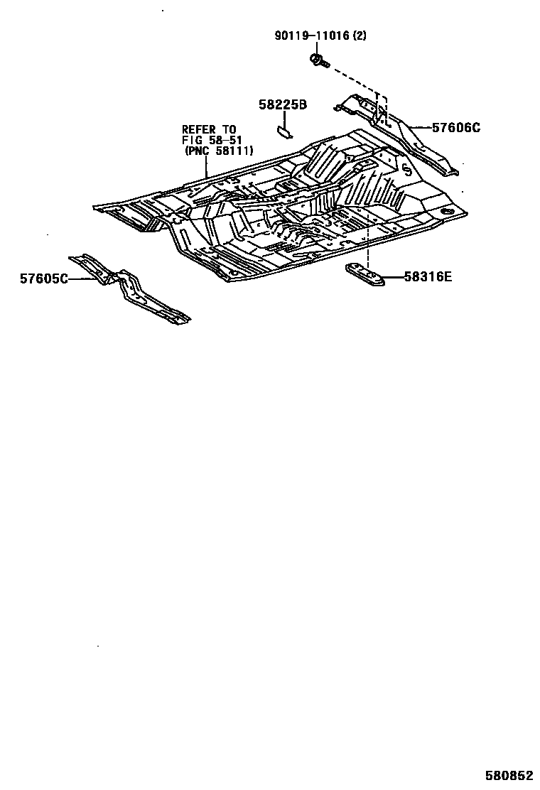 Toyota HILUX 后地板和后地板梁 EPC diagram — 580852