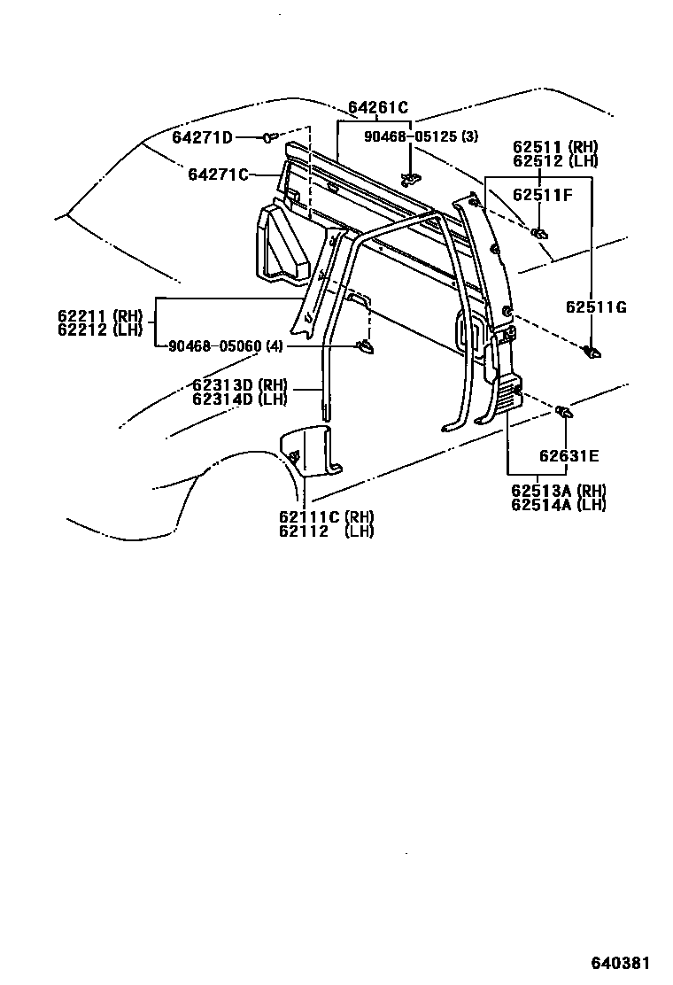 Toyota HILUX 车内装饰板 EPC diagram — 640381