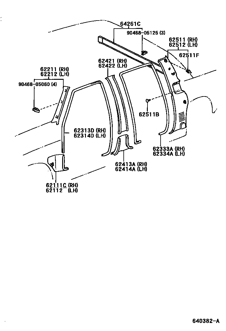 Toyota HILUX 车内装饰板 EPC diagram — 640382A