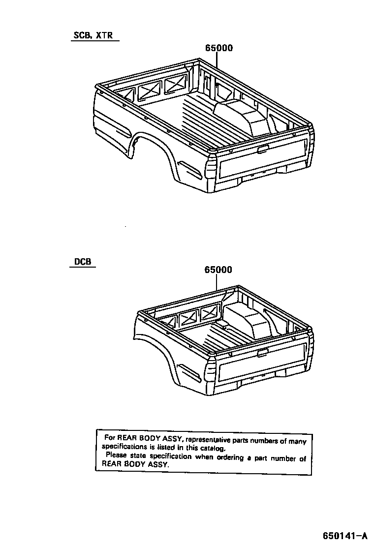 Toyota HILUX rear body assembly EPC diagram — 650141A